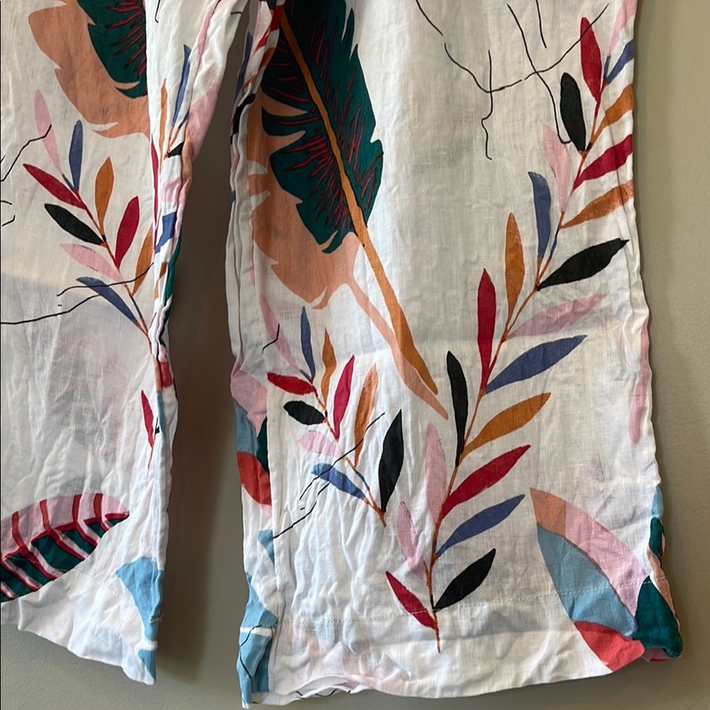 100% Linen Wide Leg Pants, Cynthia Rowley Multicolor - Picture 4 of 10